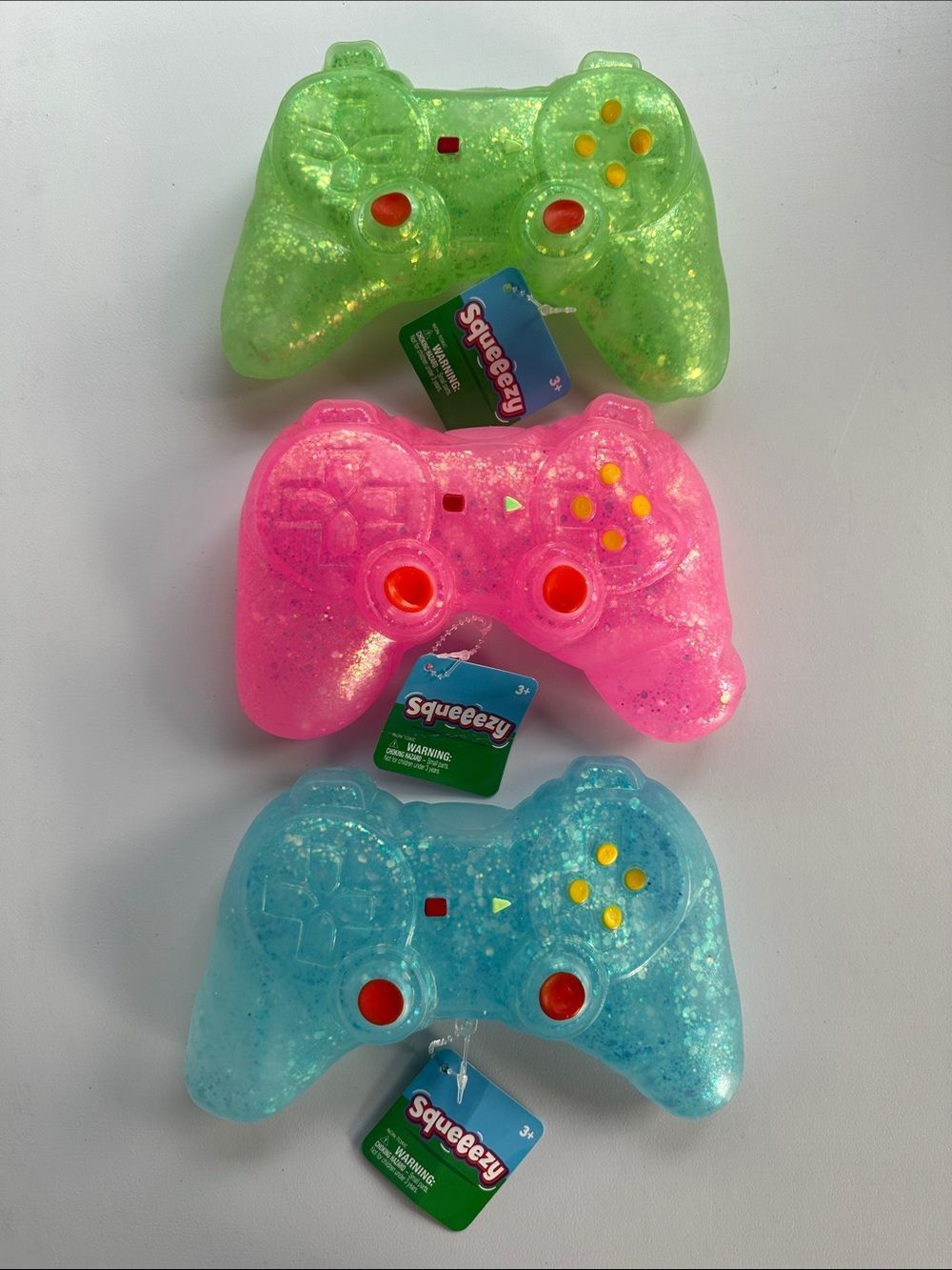 Squeeezy Glitter Game Controller Toymendous Squeezy Sensory Fidgets (Lot of 3)